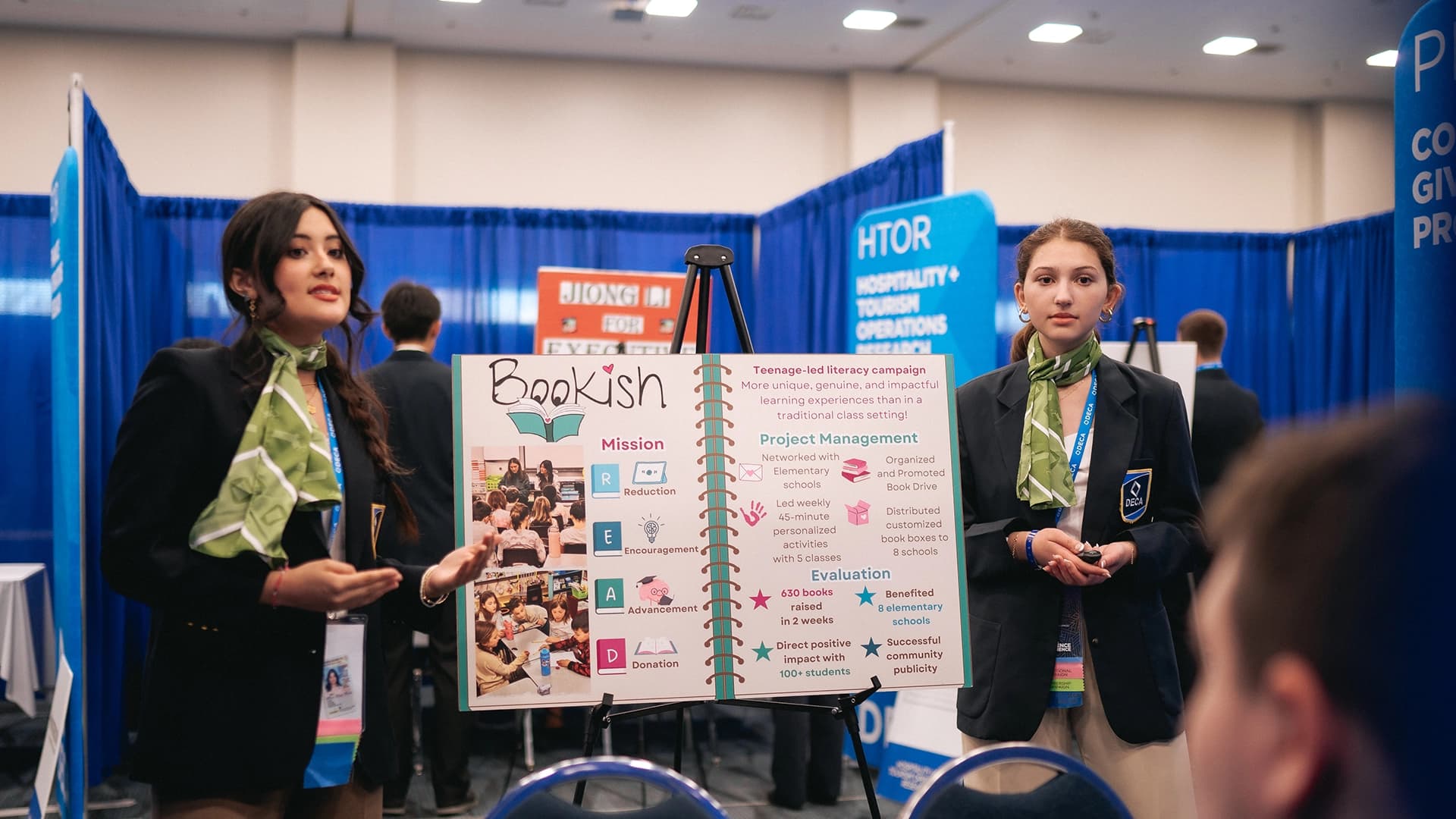 DECA members competing in a written event